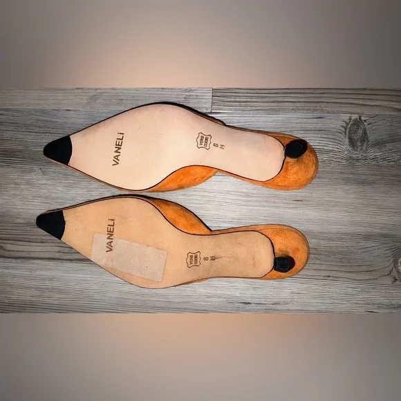 Vaneli Orange Suede Kitten Heel Open Back Mules Size 8 New Without Box - Picture 5 of 6